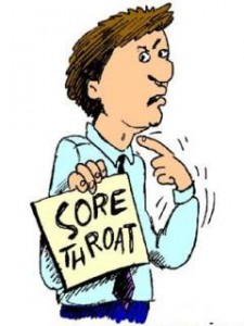cartoon of man with sore throat