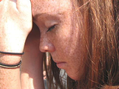 girl suffering headache girl suffers from bad headache